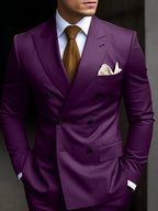 Double Breasted Suit Men Cotton Blend Six-Button Notch Collar – Stavo
