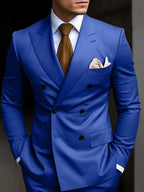 Double Breasted Suit Men Cotton Blend Six-Button Notch Collar – Stavo