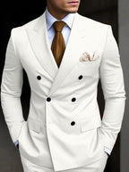 Double Breasted Suit Men Cotton Blend Six-Button Notch Collar – Stavo