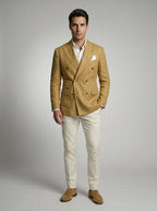 Double Breasted Suit Men Linen Blazer Peak Lapel – Narcon