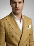 Double Breasted Suit Men Linen Blazer Peak Lapel – Narcon