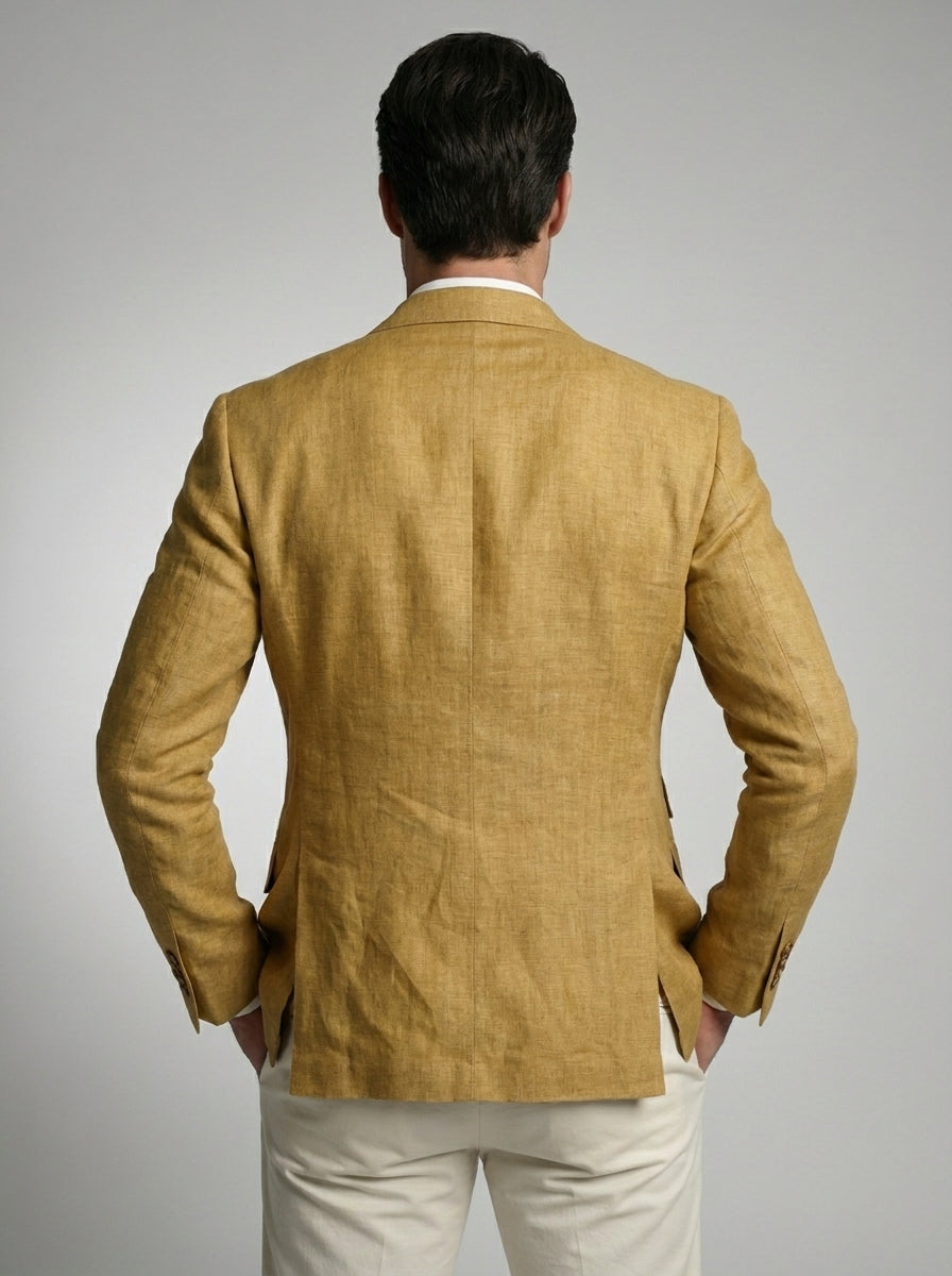 Double Breasted Suit Men Linen Blazer Peak Lapel – Narcon