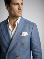 Double Breasted Suit Men Linen Blazer Peak Lapel – Narcon