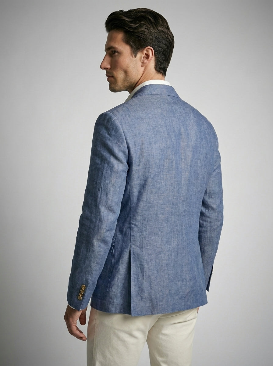 Double Breasted Suit Men Linen Blazer Peak Lapel – Narcon