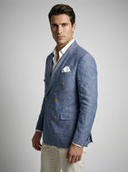 Double Breasted Suit Men Linen Blazer Peak Lapel – Narcon
