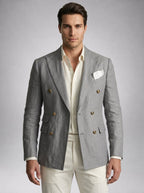 Double Breasted Suit Men Linen Blazer Peak Lapel – Narcon