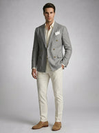 Double Breasted Suit Men Linen Blazer Peak Lapel – Narcon