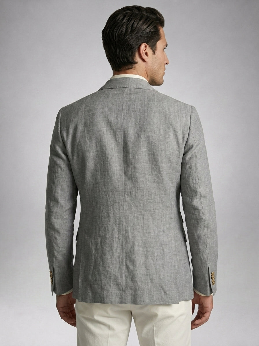 Double Breasted Suit Men Linen Blazer Peak Lapel – Narcon