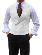Double breasted peak lapel suit vest in black – TARLANO