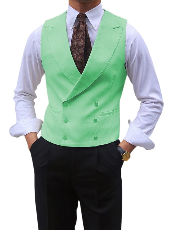 Double Breasted Suit Men Peak Lapel Vest 13 Colors – Harco