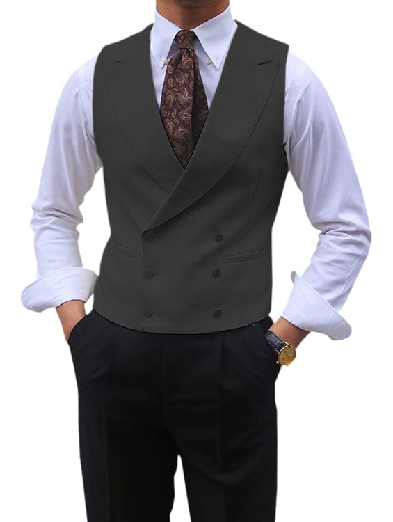 Double Breasted Suit Men Peak Lapel Vest 13 Colors – Harco