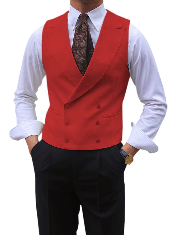 Double Breasted Suit Men Peak Lapel Vest 13 Colors – Harco