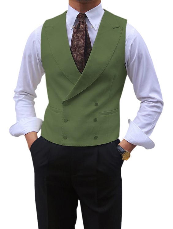 Double Breasted Suit Men Peak Lapel Vest 13 Colors – Harco