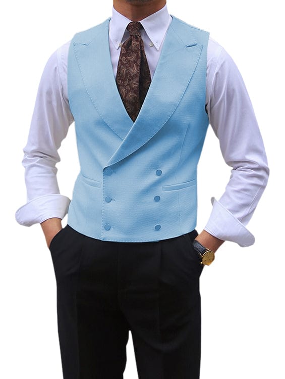Double Breasted Suit Men Peak Lapel Vest 13 Colors – Harco