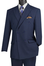 Peak lapel double breasted suit in navy – TARLANO