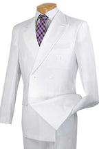 Peak lapel double breasted suit in white poplin – TARLANO