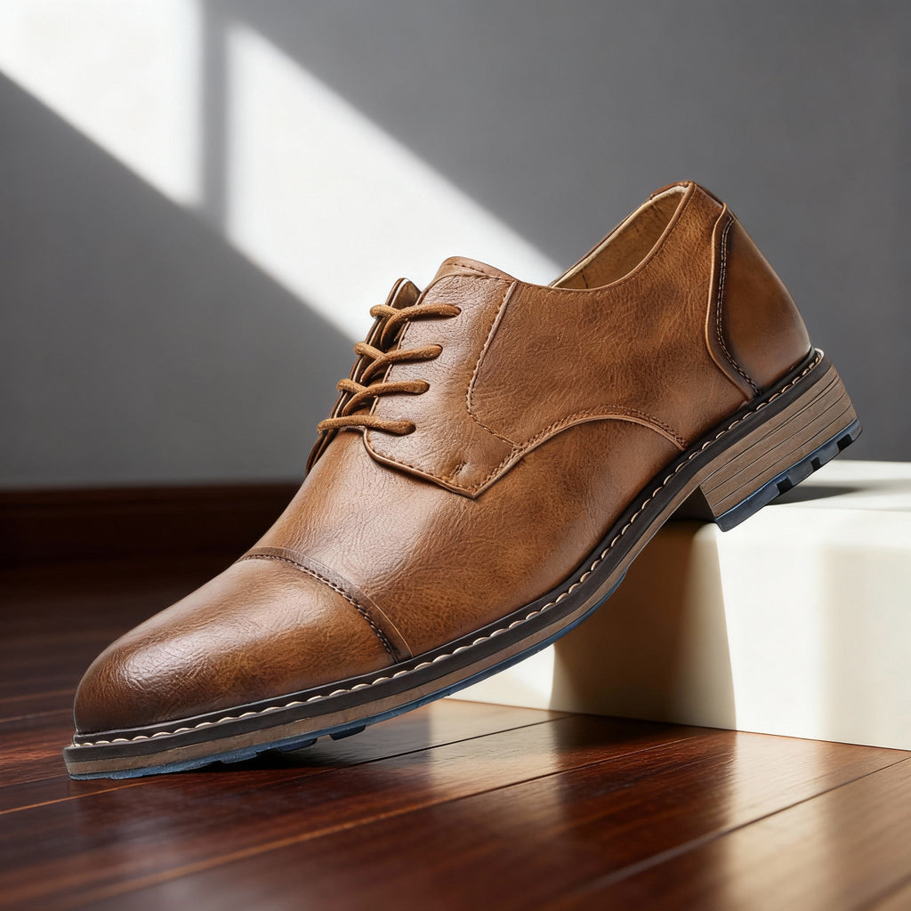 Cap-Toe Derby Shoe Deep-Grain Upper Welt Stitching – Broven