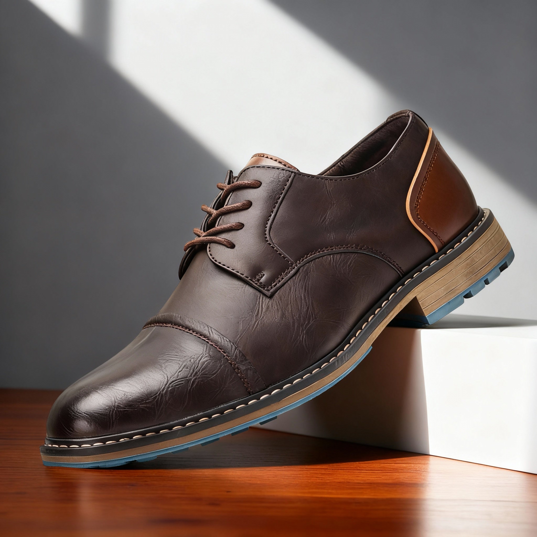 Cap-Toe Derby Shoe Deep-Grain Upper Welt Stitching – Broven