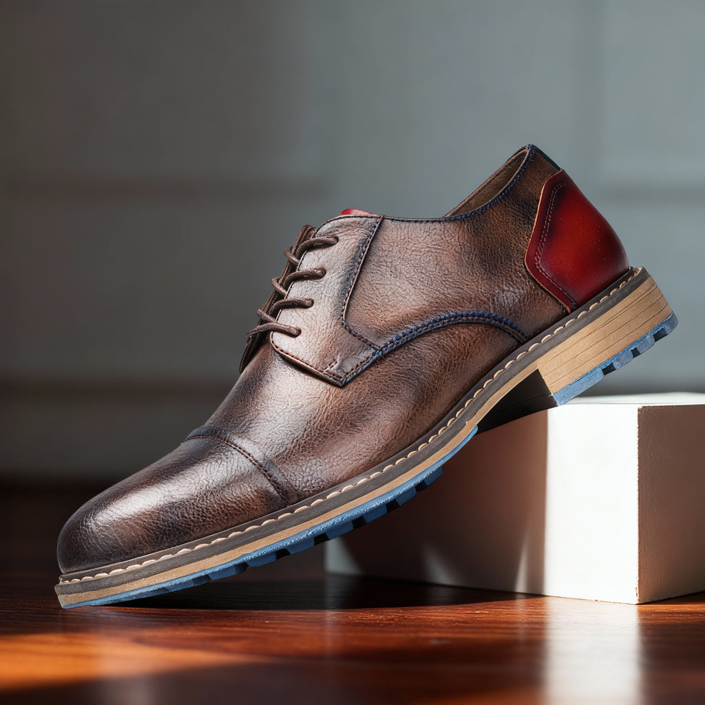 Cap-Toe Derby Shoe Deep-Grain Upper Welt Stitching – Broven
