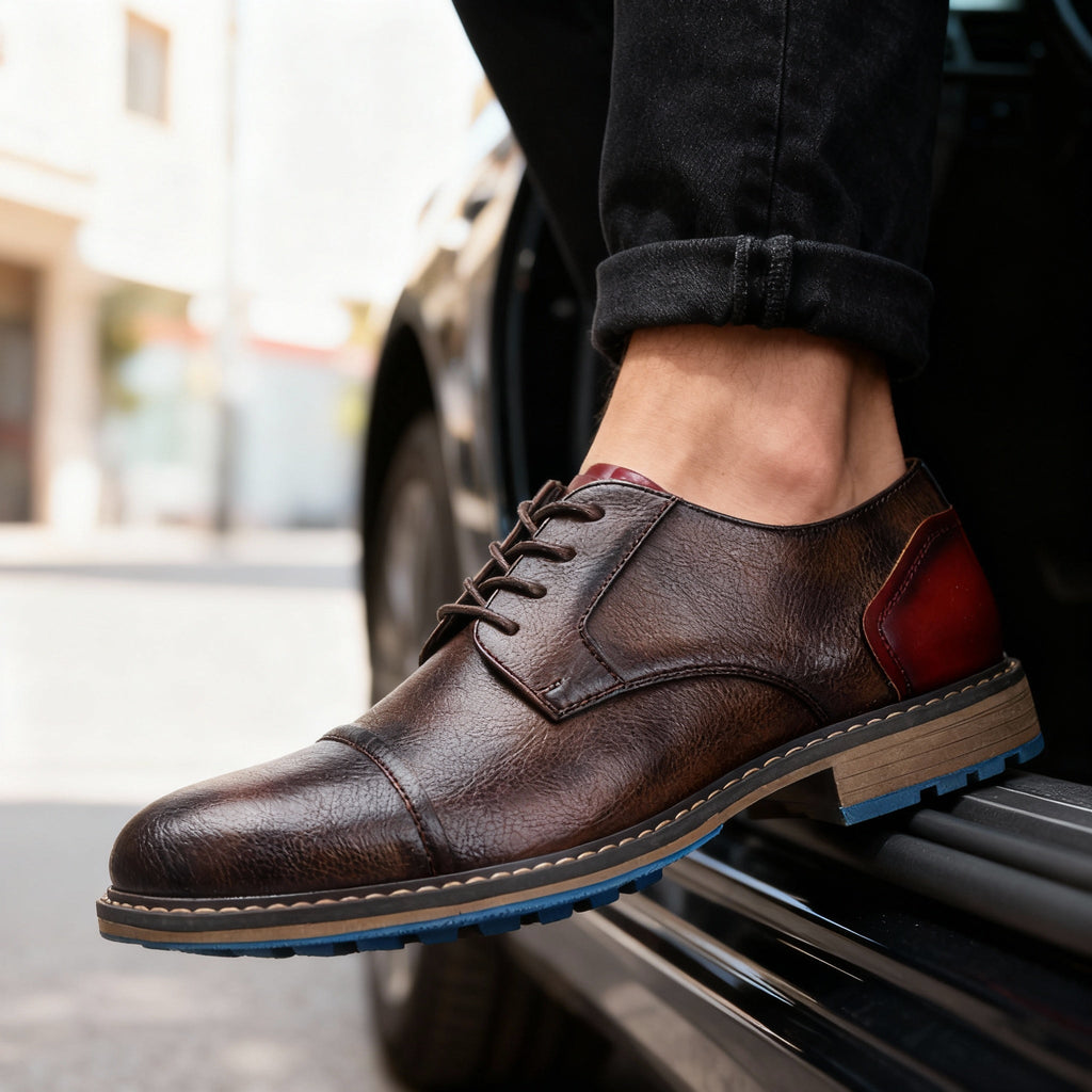 Cap-Toe Derby Shoe Deep-Grain Upper Welt Stitching – Broven