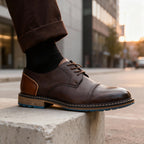 Cap-Toe Derby Shoe Deep-Grain Upper Welt Stitching – Broven