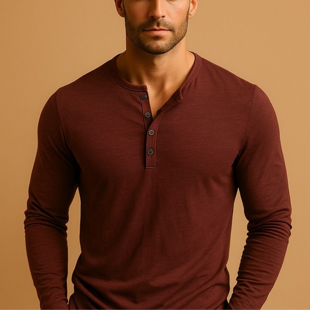 Henley Shirt Men Cotton Blend Slim Fit Long Sleeve – Veldex