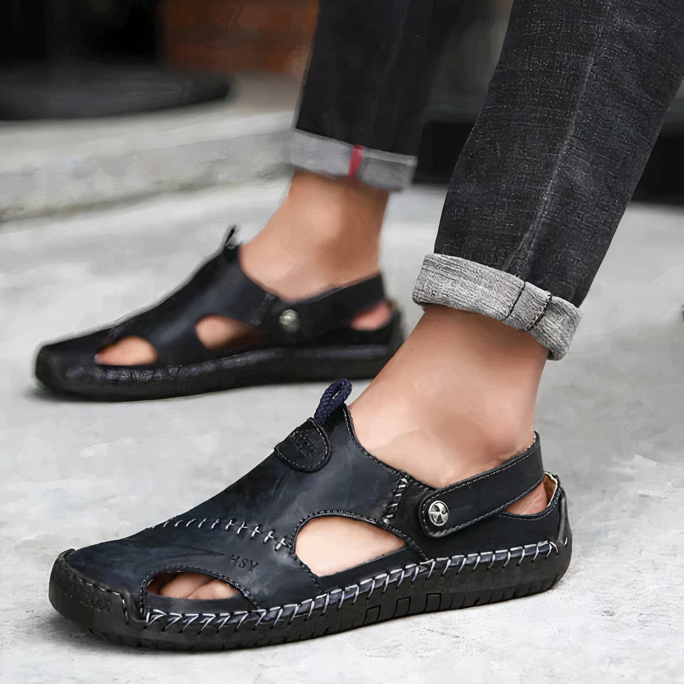 Men's Closed-Toe Leather Sandal Orthopedic Arch Support – Tarcon
