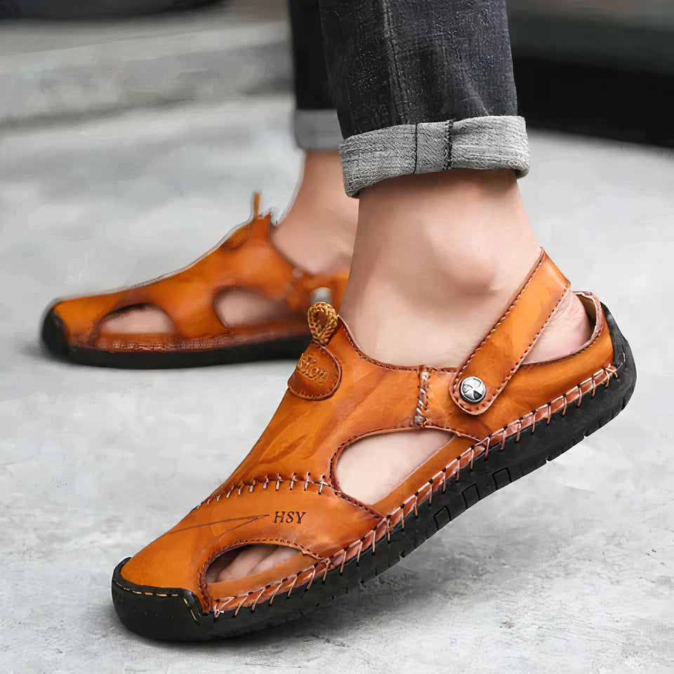 Men's Closed-Toe Leather Sandal Orthopedic Arch Support – Tarcon