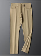 Herringbone Tailored Trousers Tonal Crest Embroidery Leather Patch – Birch