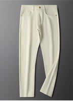 Herringbone Tailored Trousers Tonal Crest Embroidery Leather Patch – Birch