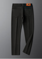 Herringbone Tailored Trousers Tonal Crest Embroidery Leather Patch – Birch