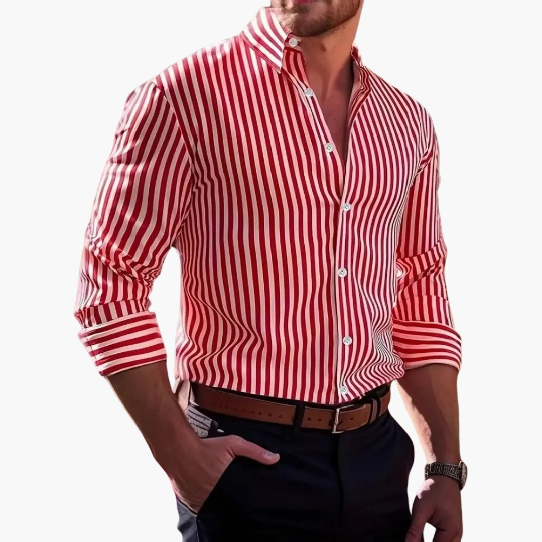 Vertical Stripe Slim Fit Dress Shirt Long Sleeve Button-Down – Tarvo