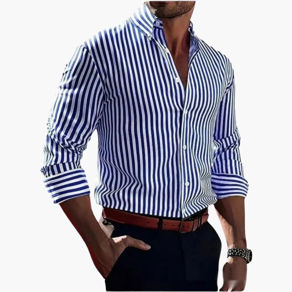 Vertical Stripe Slim Fit Dress Shirt Long Sleeve Button-Down – Tarvo