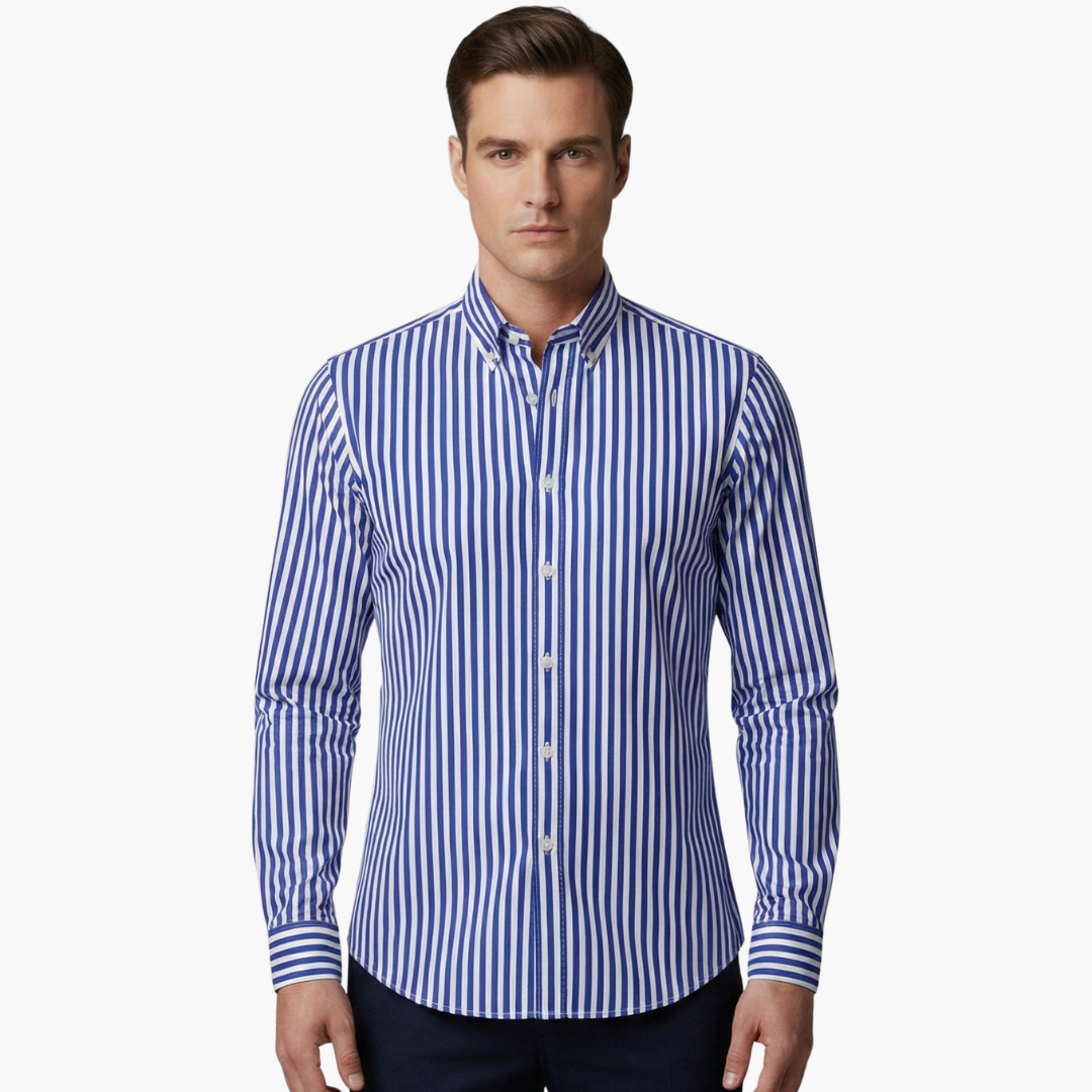 Vertical Stripe Slim Fit Dress Shirt Long Sleeve Button-Down – Tarvo