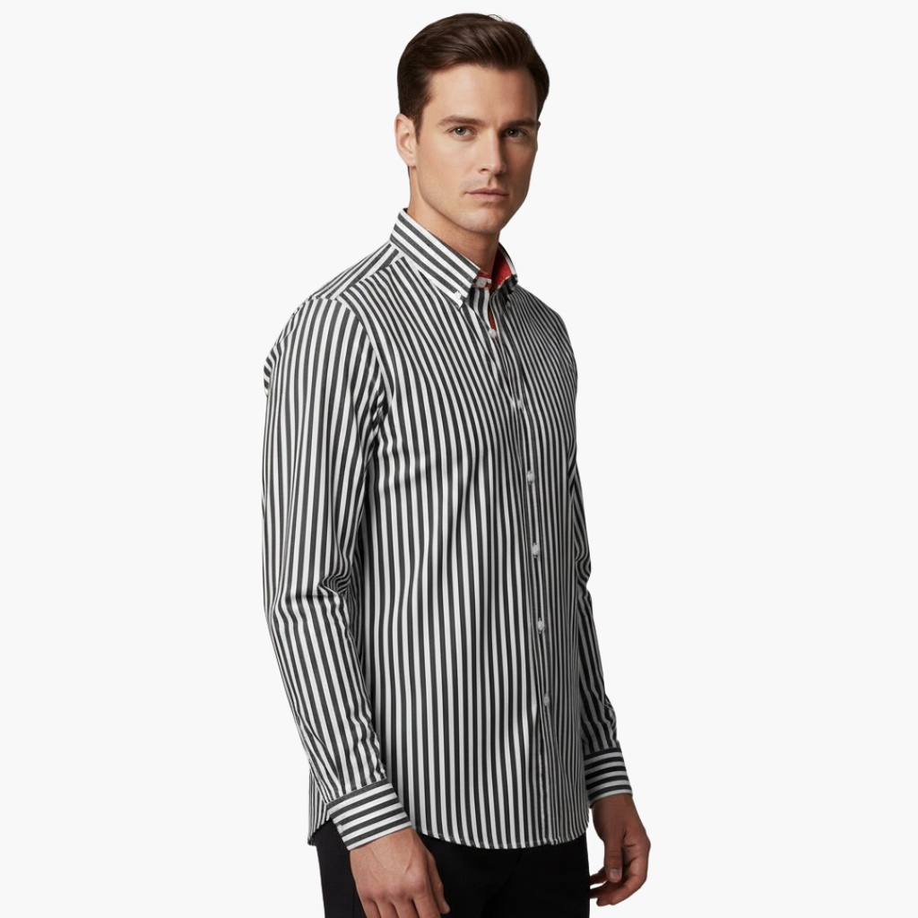 Vertical Stripe Slim Fit Dress Shirt Long Sleeve Button-Down – Tarvo