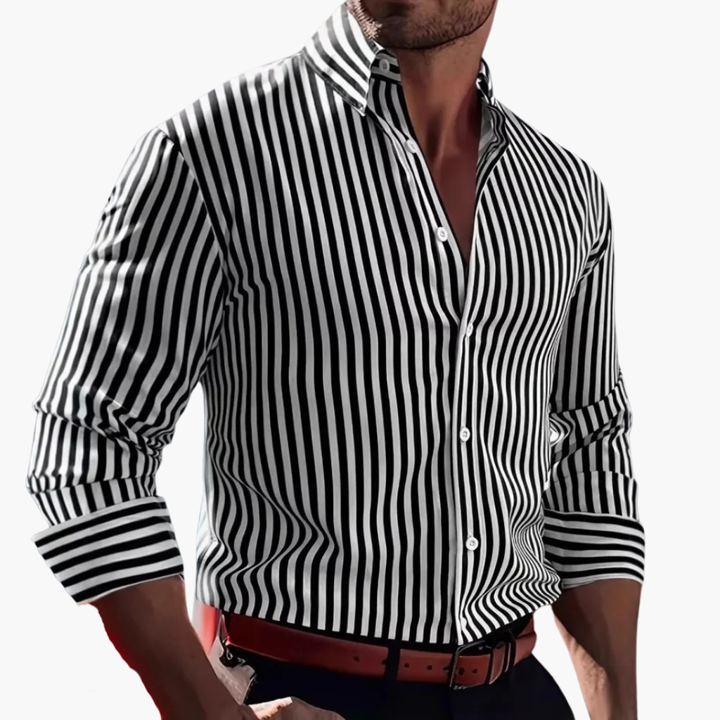 Vertical Stripe Slim Fit Dress Shirt Long Sleeve Button-Down – Tarvo