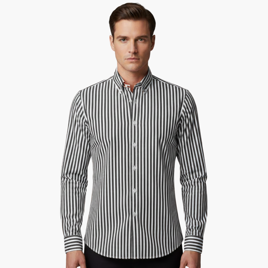 Vertical Stripe Slim Fit Dress Shirt Long Sleeve Button-Down – Tarvo