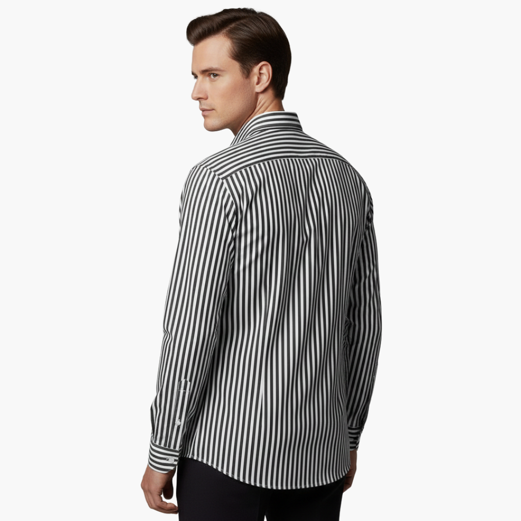 Vertical Stripe Slim Fit Dress Shirt Long Sleeve Button-Down – Tarvo