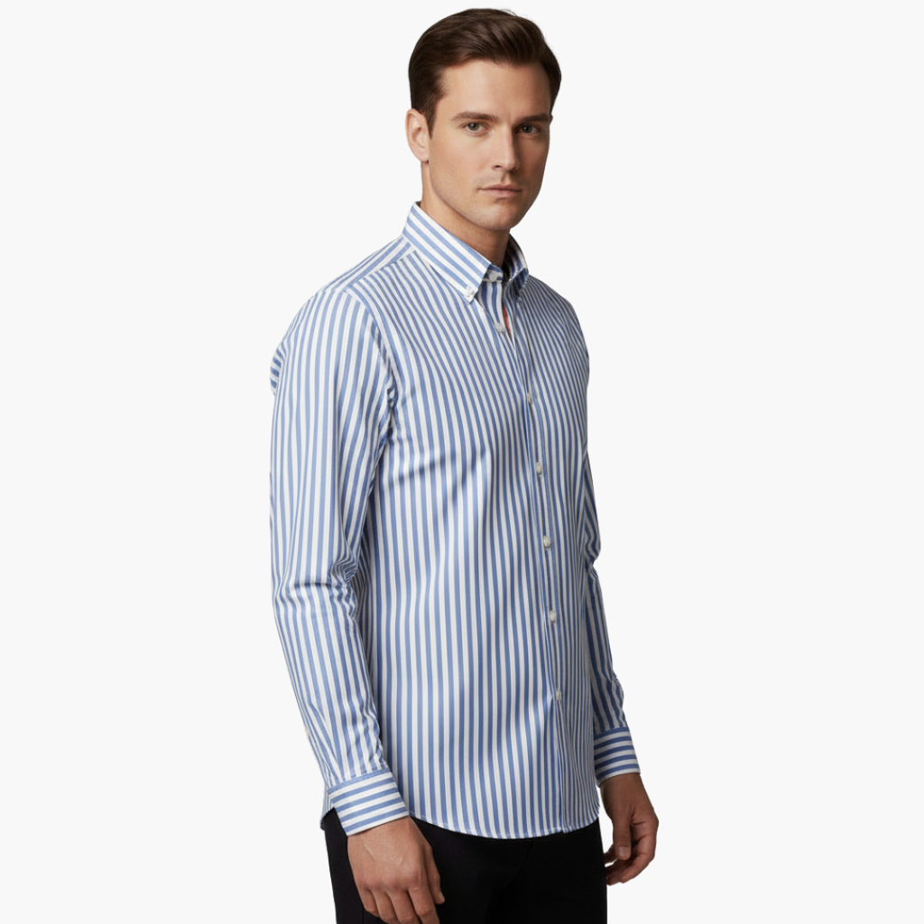 Vertical Stripe Slim Fit Dress Shirt Long Sleeve Button-Down – Tarvo