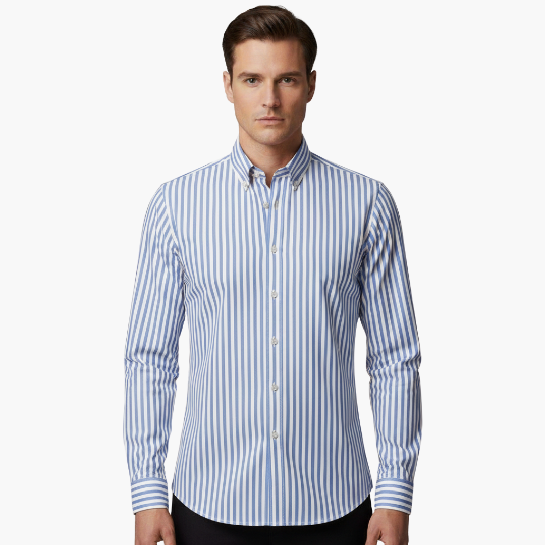 Vertical Stripe Slim Fit Dress Shirt Long Sleeve Button-Down – Tarvo
