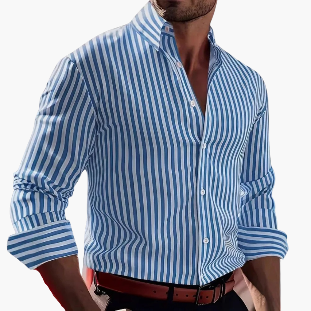 Vertical Stripe Slim Fit Dress Shirt Long Sleeve Button-Down – Tarvo