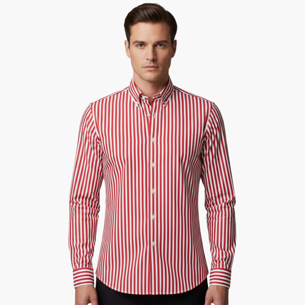Vertical Stripe Slim Fit Dress Shirt Long Sleeve Button-Down – Tarvo
