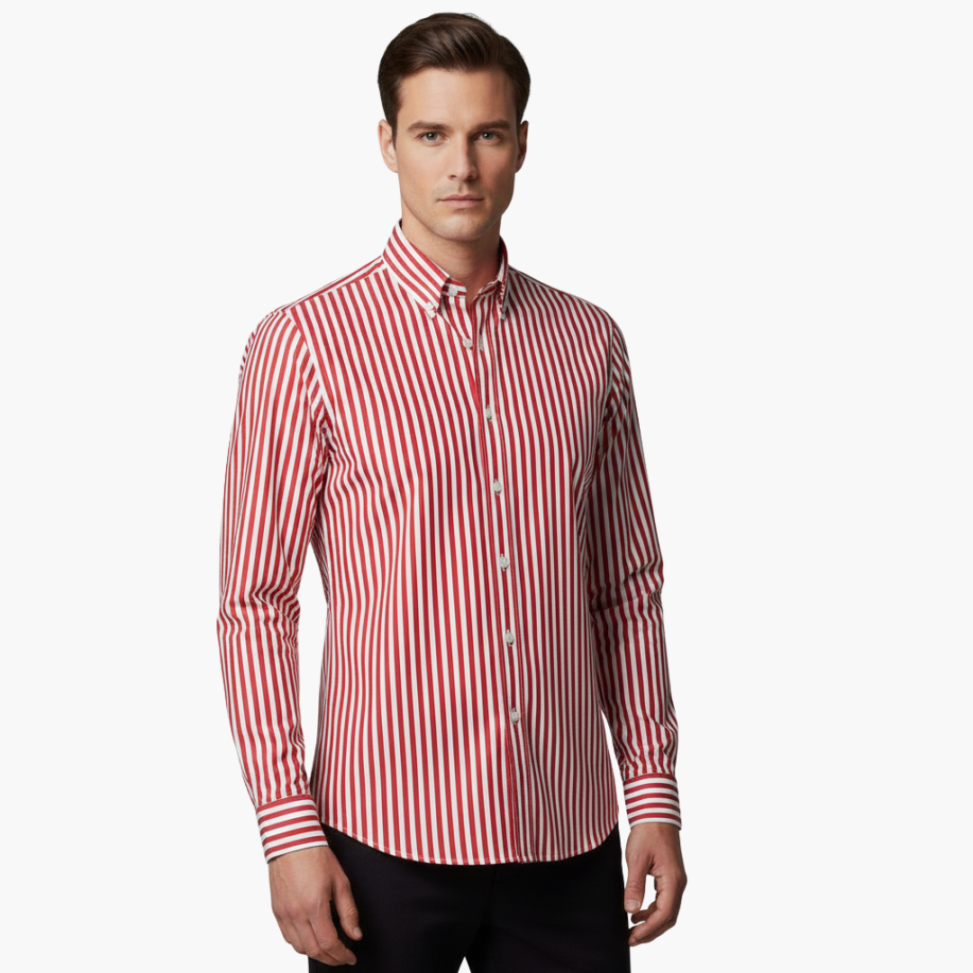 Vertical Stripe Slim Fit Dress Shirt Long Sleeve Button-Down – Tarvo