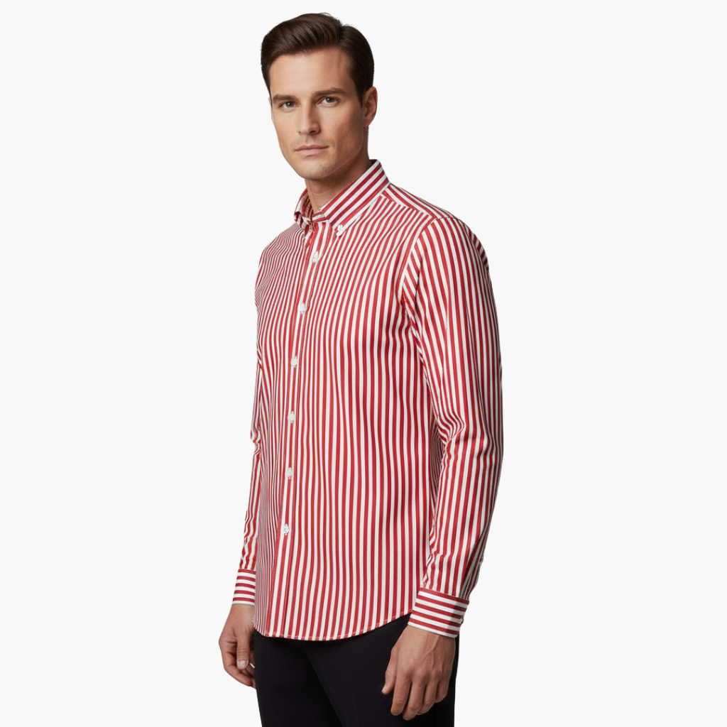Vertical Stripe Slim Fit Dress Shirt Long Sleeve Button-Down – Tarvo