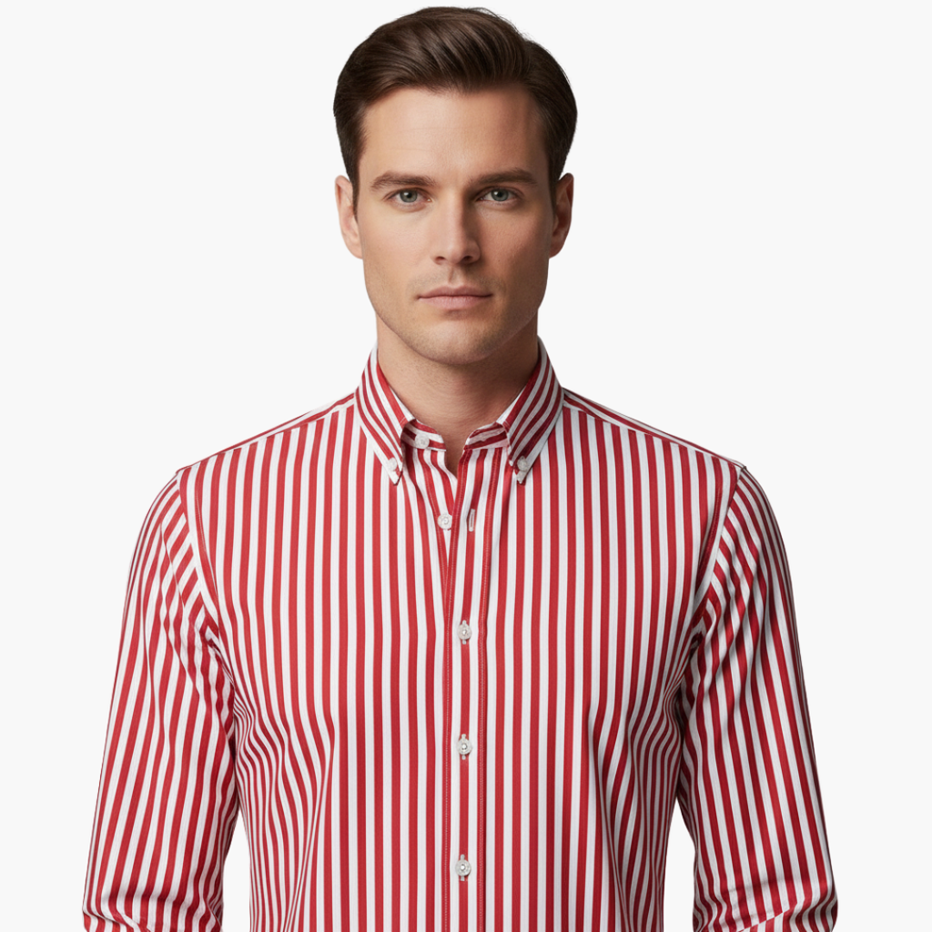 Vertical Stripe Slim Fit Dress Shirt Long Sleeve Button-Down – Tarvo
