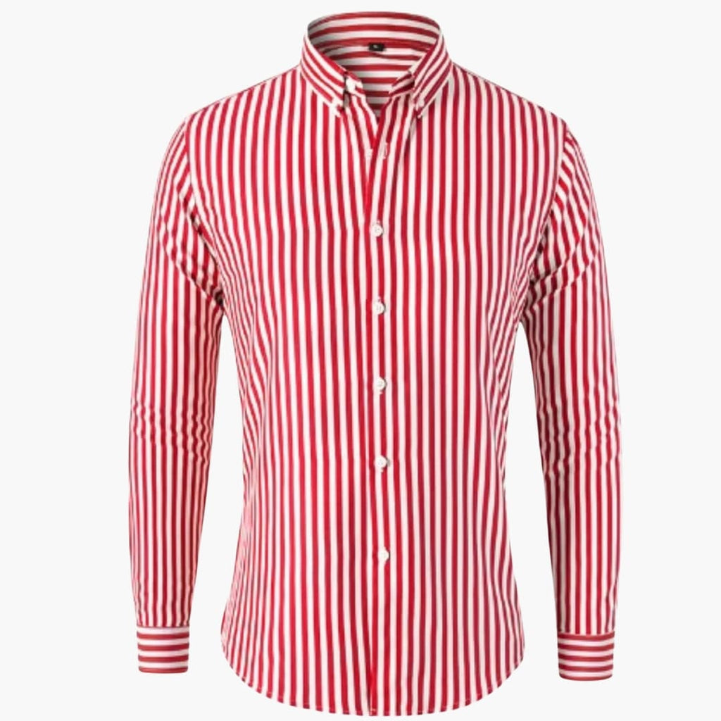 Vertical Stripe Slim Fit Dress Shirt Long Sleeve Button-Down – Tarvo