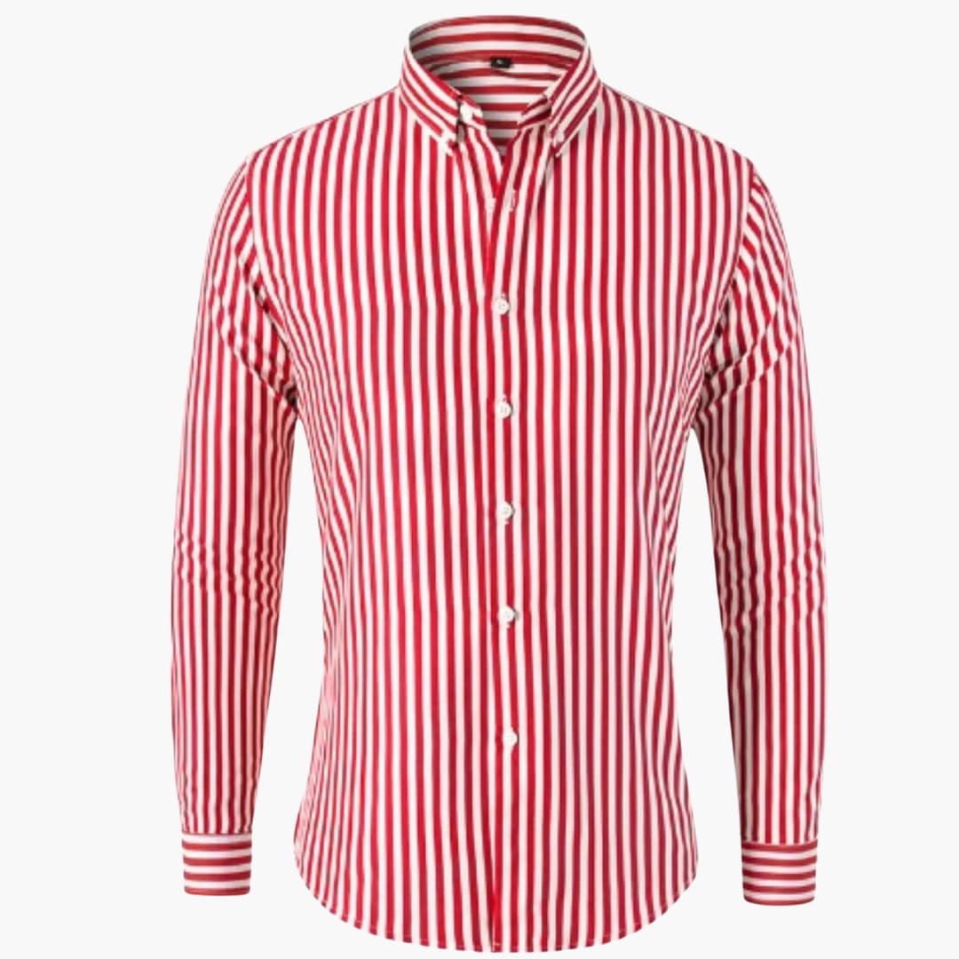 Vertical Stripe Slim Fit Dress Shirt Long Sleeve Button-Down – Tarvo