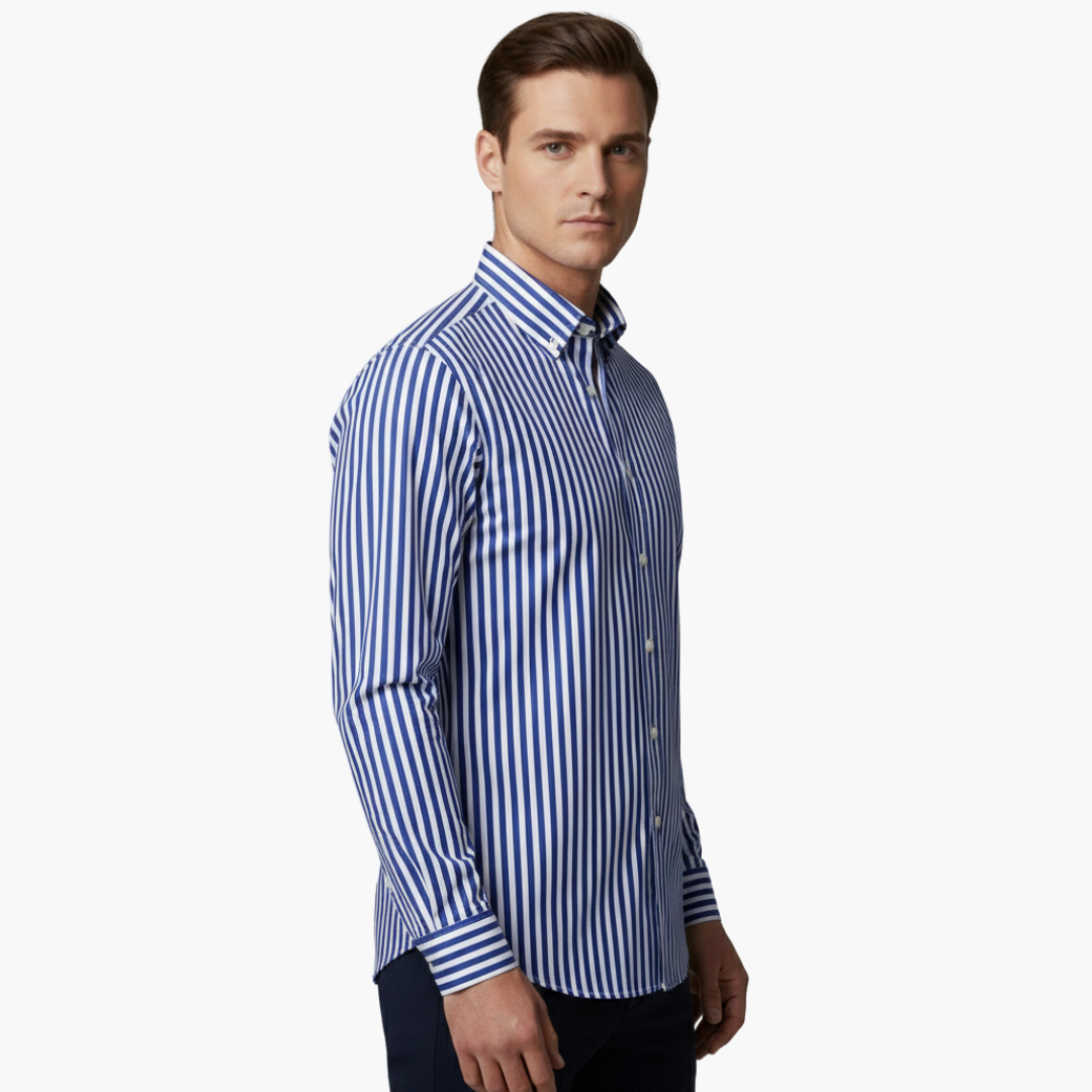 Vertical Stripe Slim Fit Dress Shirt Long Sleeve Button-Down – Tarvo