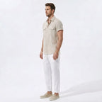 Linen Pants Men Utility Shirt Set 2-Piece Smart Casual – Raxo