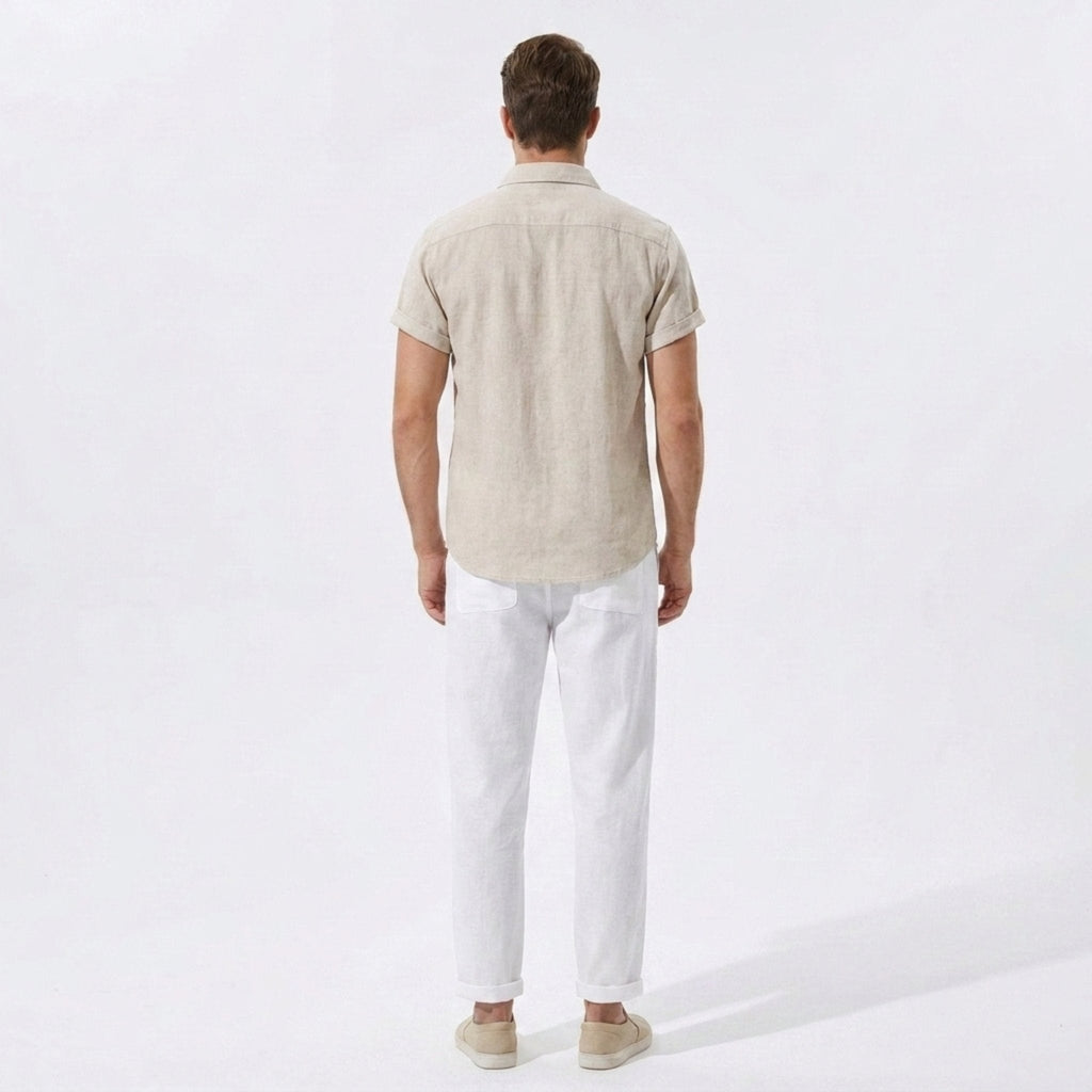 Linen Pants Men Utility Shirt Set 2-Piece Smart Casual – Raxo